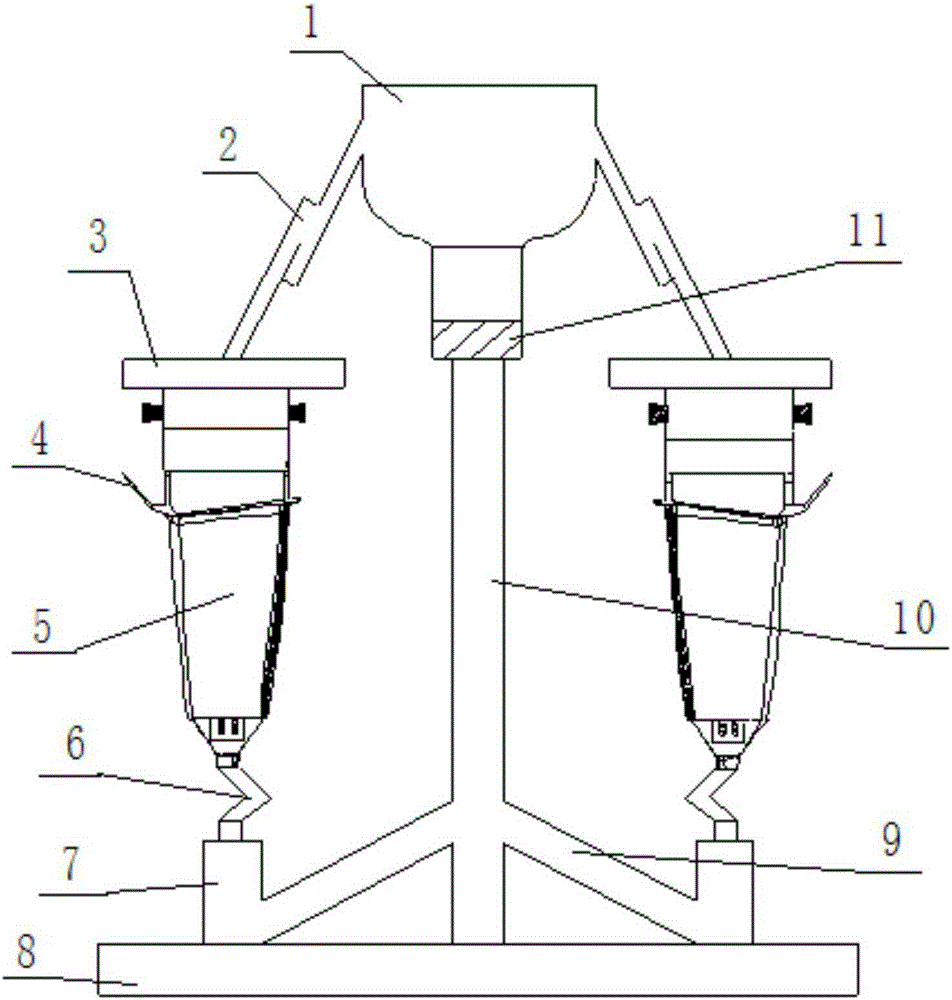 Pouring system for hollow single crystal blade