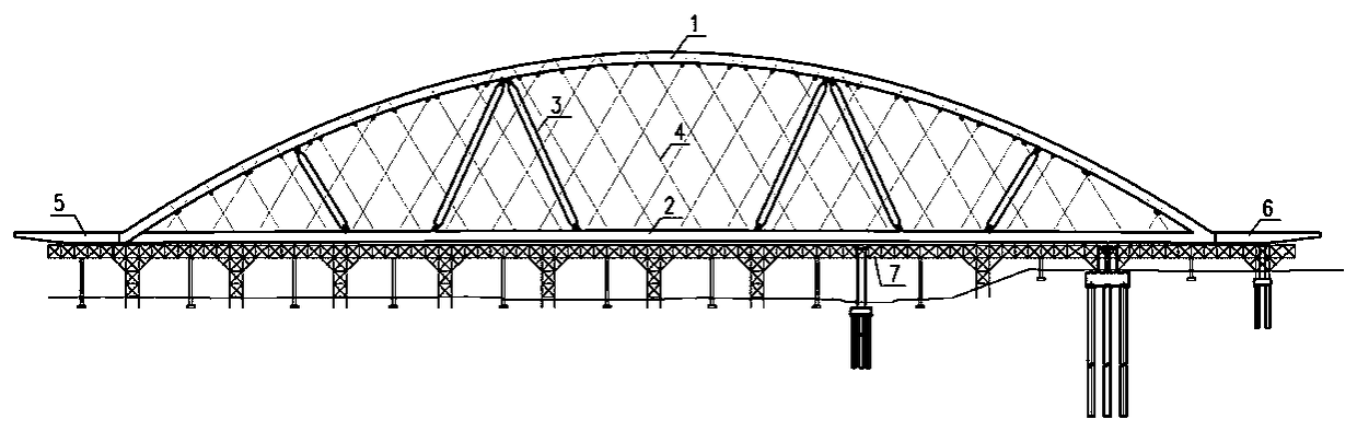 Pushing construction method for a large-span composite arch bridge with adjustable construction state