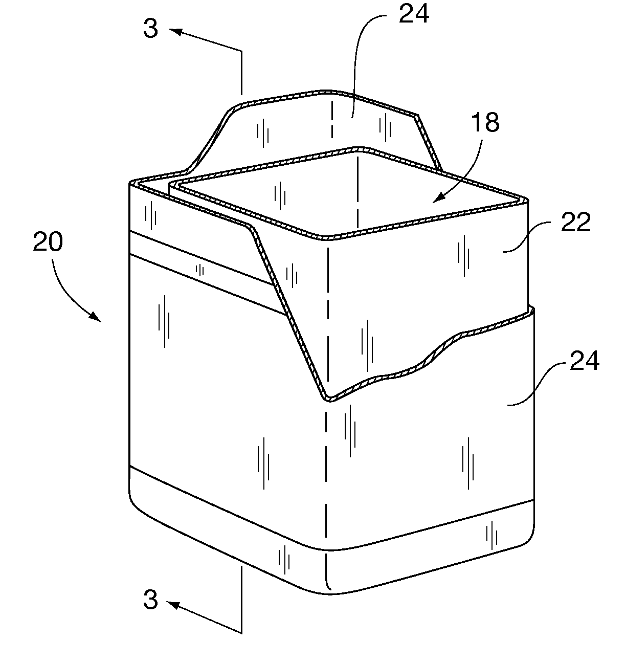 Multi-layer receptacle and residue removal method therefor