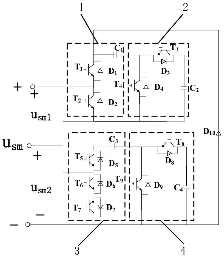 Modular multilevel converter (MMC) five-level clamping sub-module topological structure