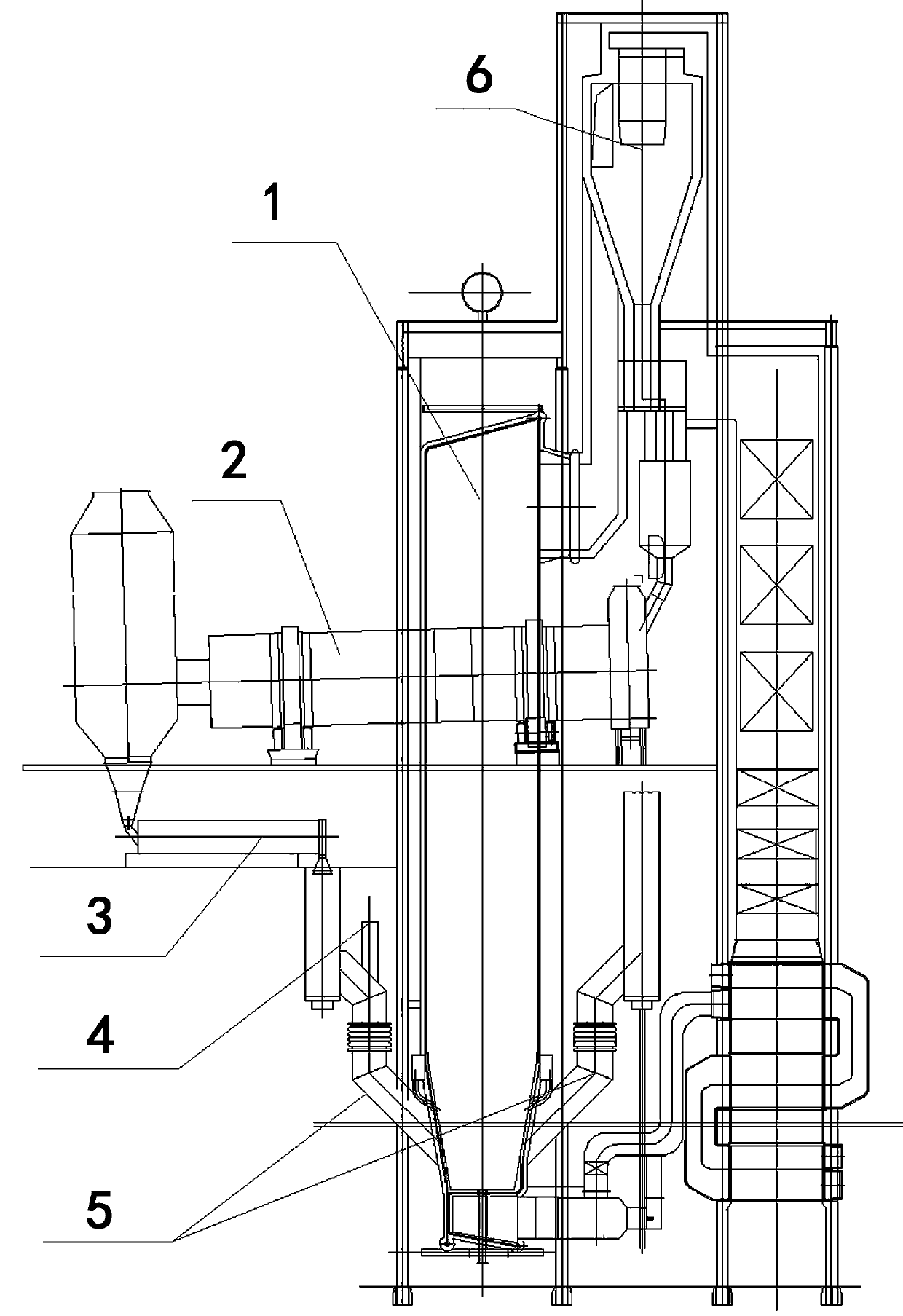 Dry distillation circulating fluidized bed boiler