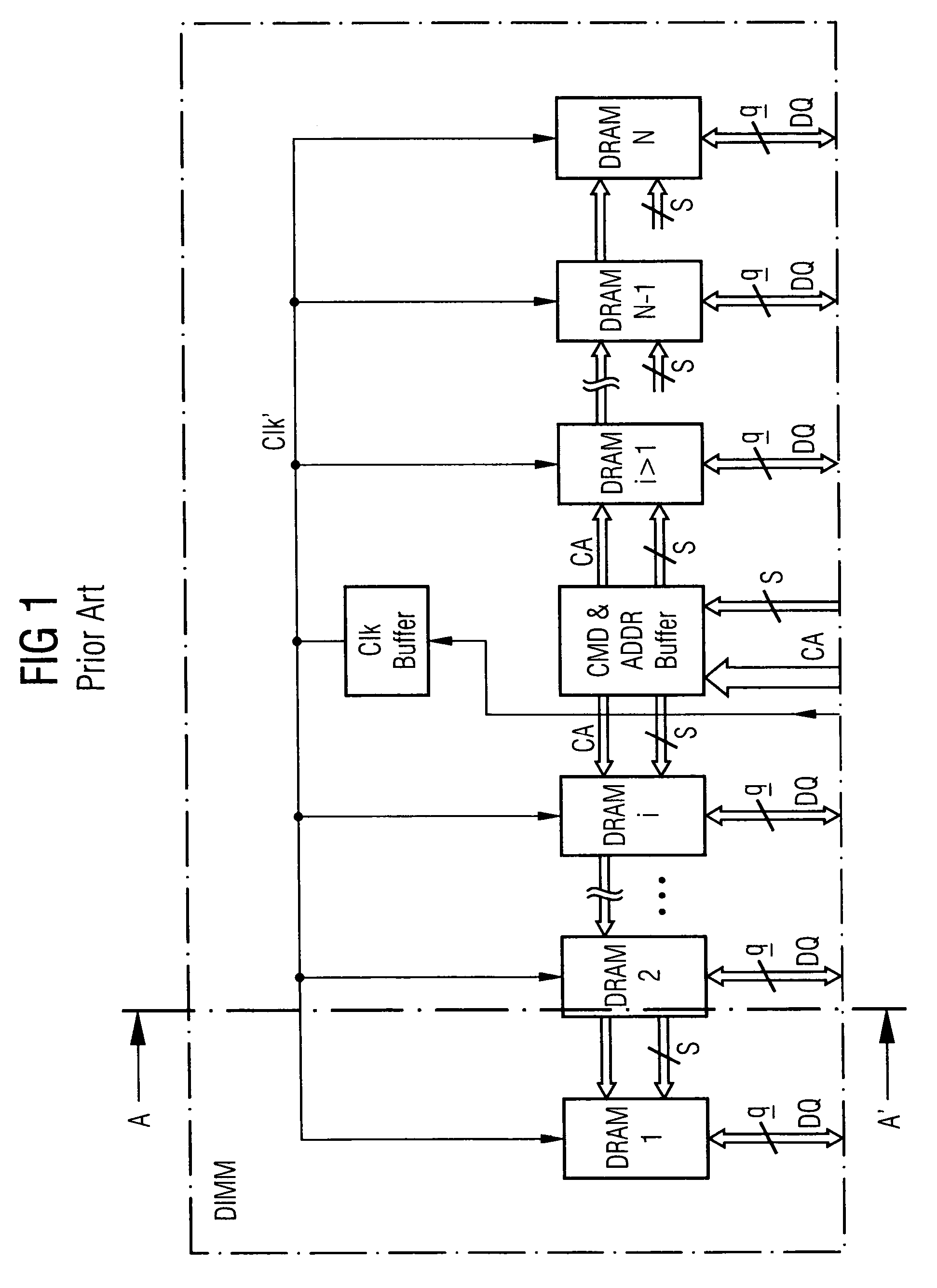 Stacked DRAM memory chip for a dual inline memory module (DIMM)