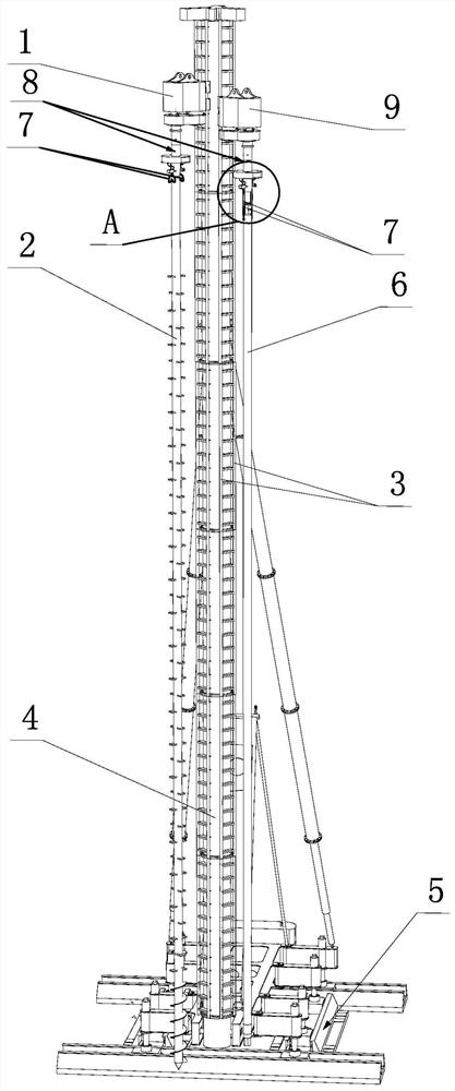 Device and method for connecting or disconnecting drill rod and power head of hole-forming pile machine