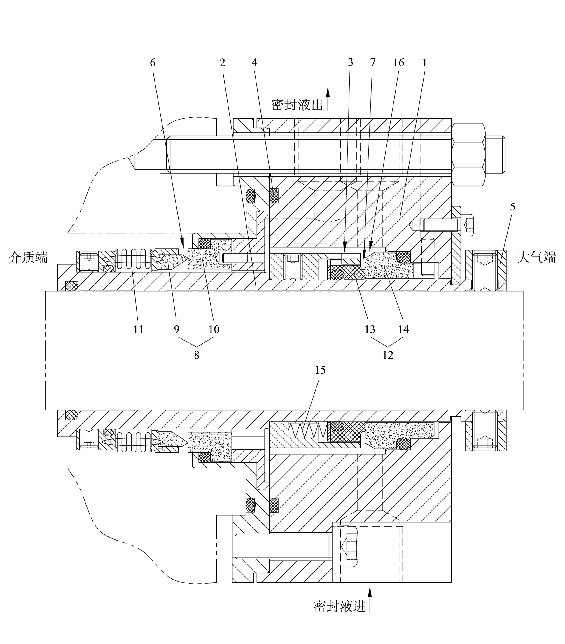 Combined type sealing device with double end faces