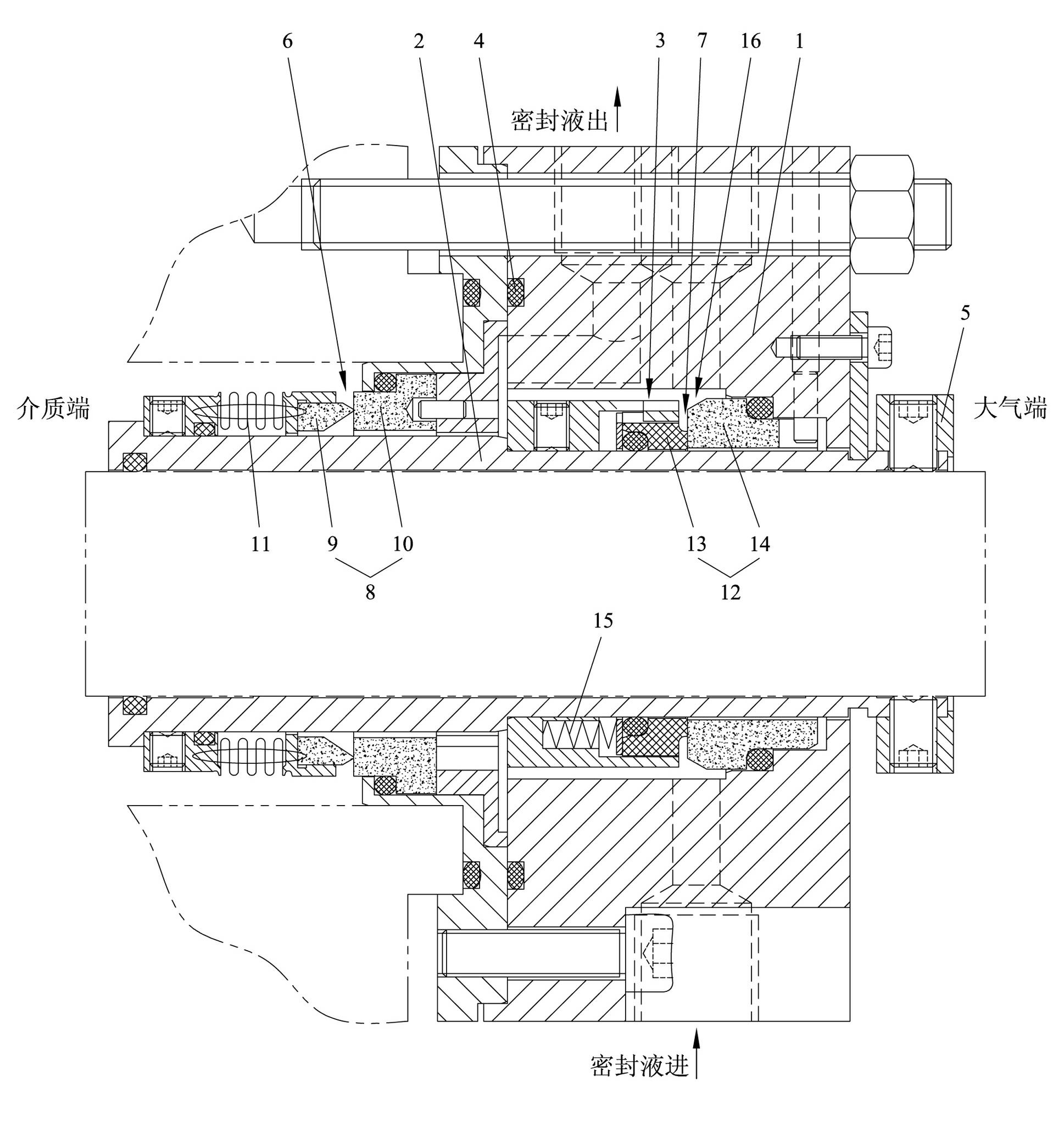 Combined type sealing device with double end faces