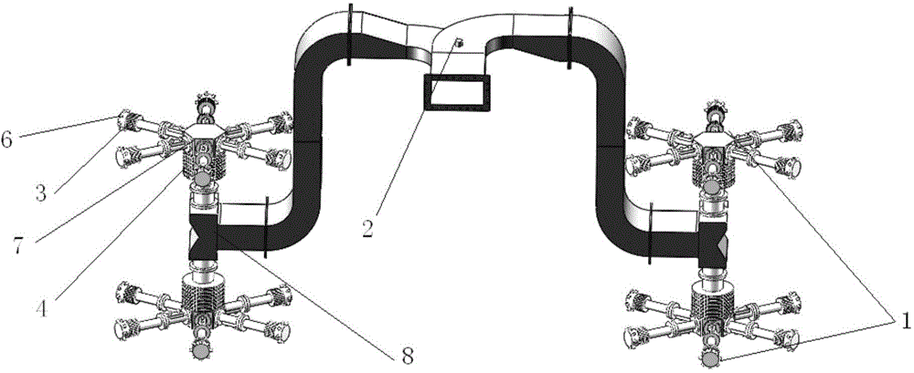 Tower-type integrated power combiner of high-power emitter