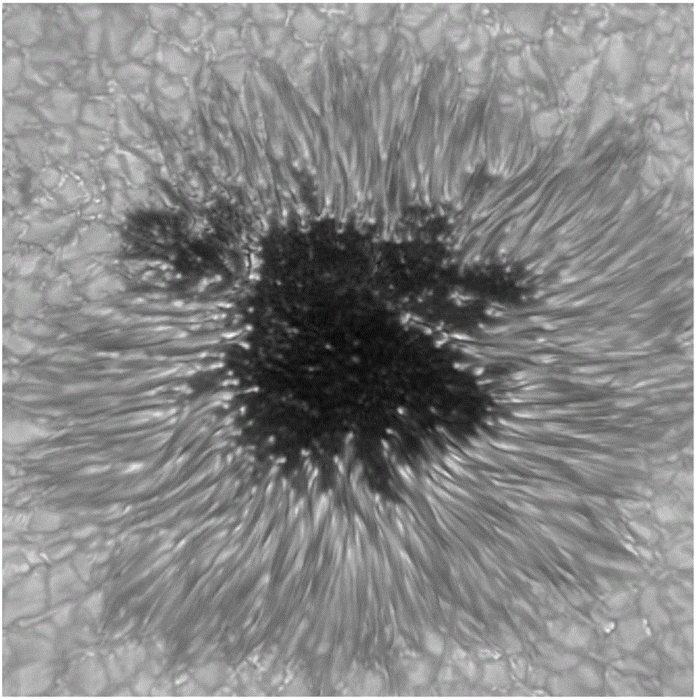 Method of identifying penumbra fiber bright spots in astronomical image sunspot