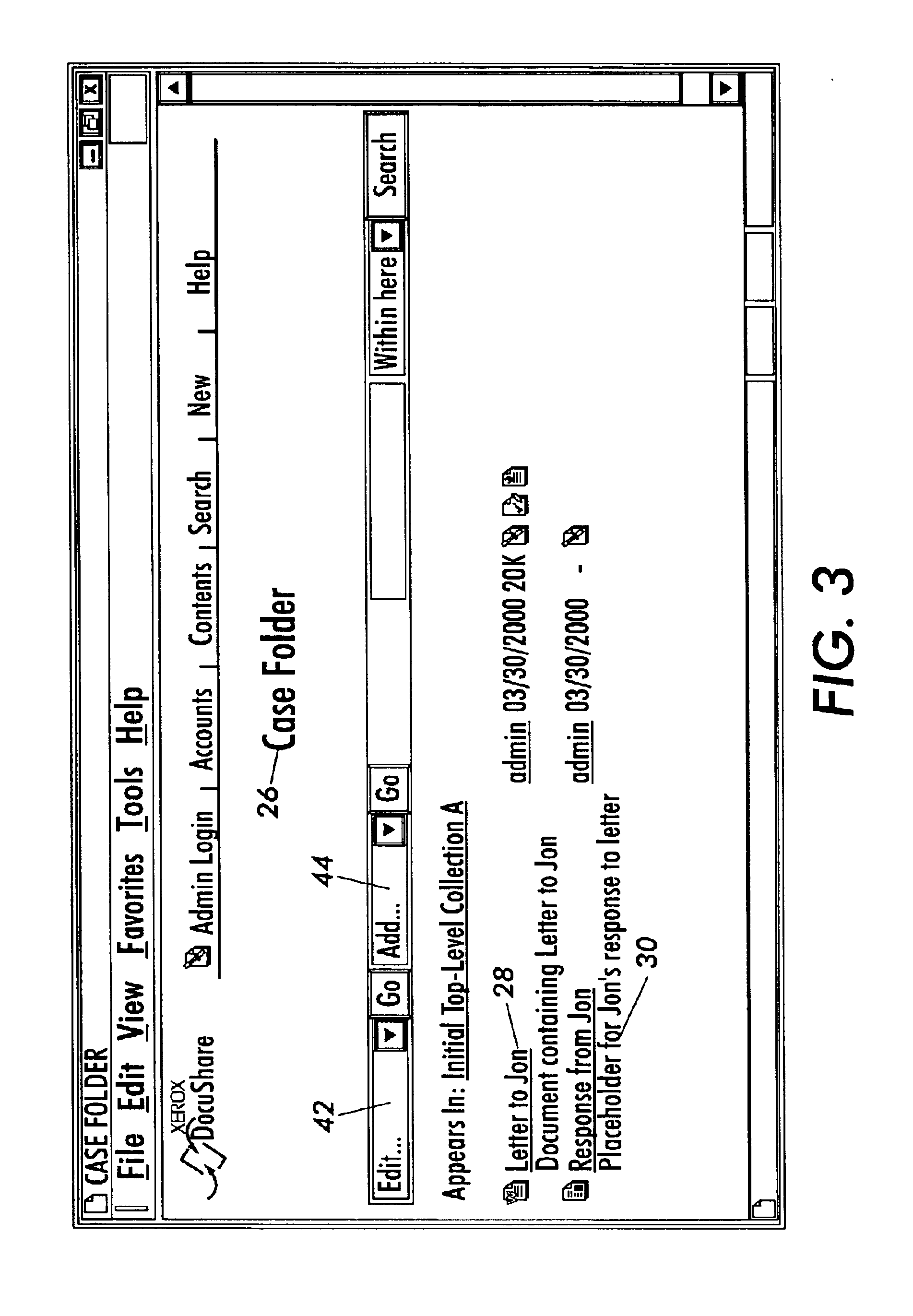 Electronic filing system with file-placeholders
