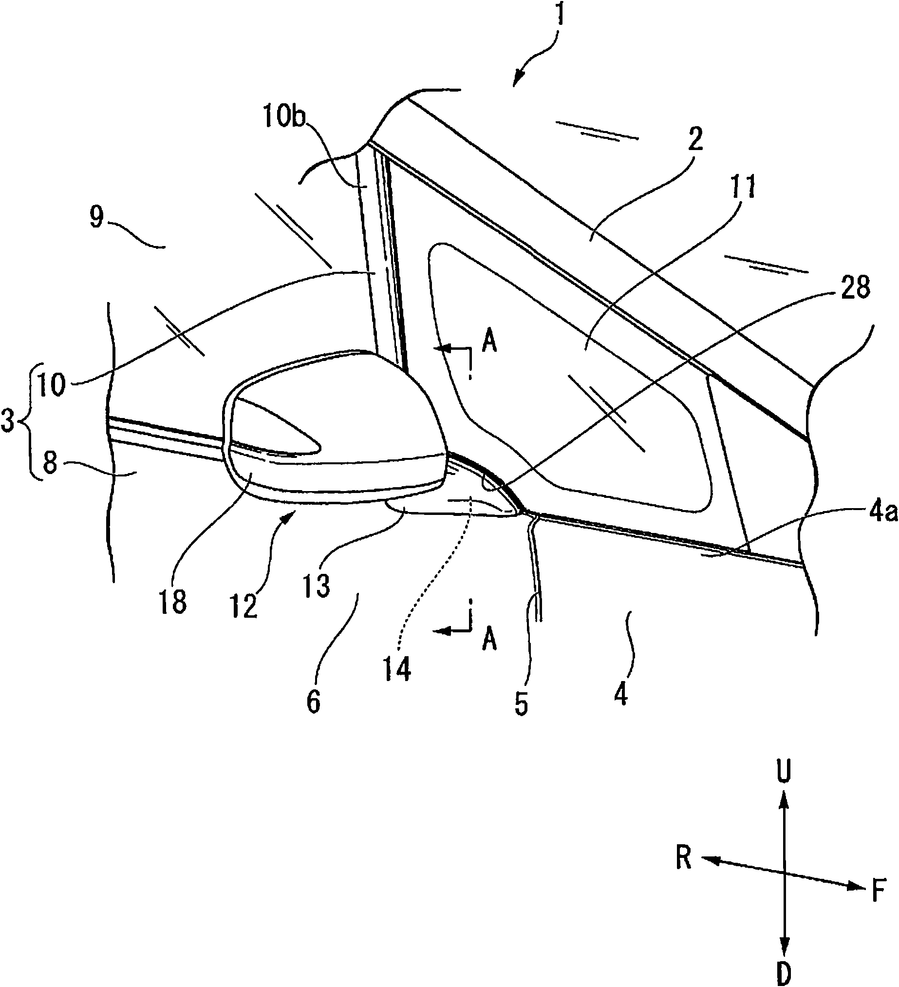 Vehicle door mirror mounting structure