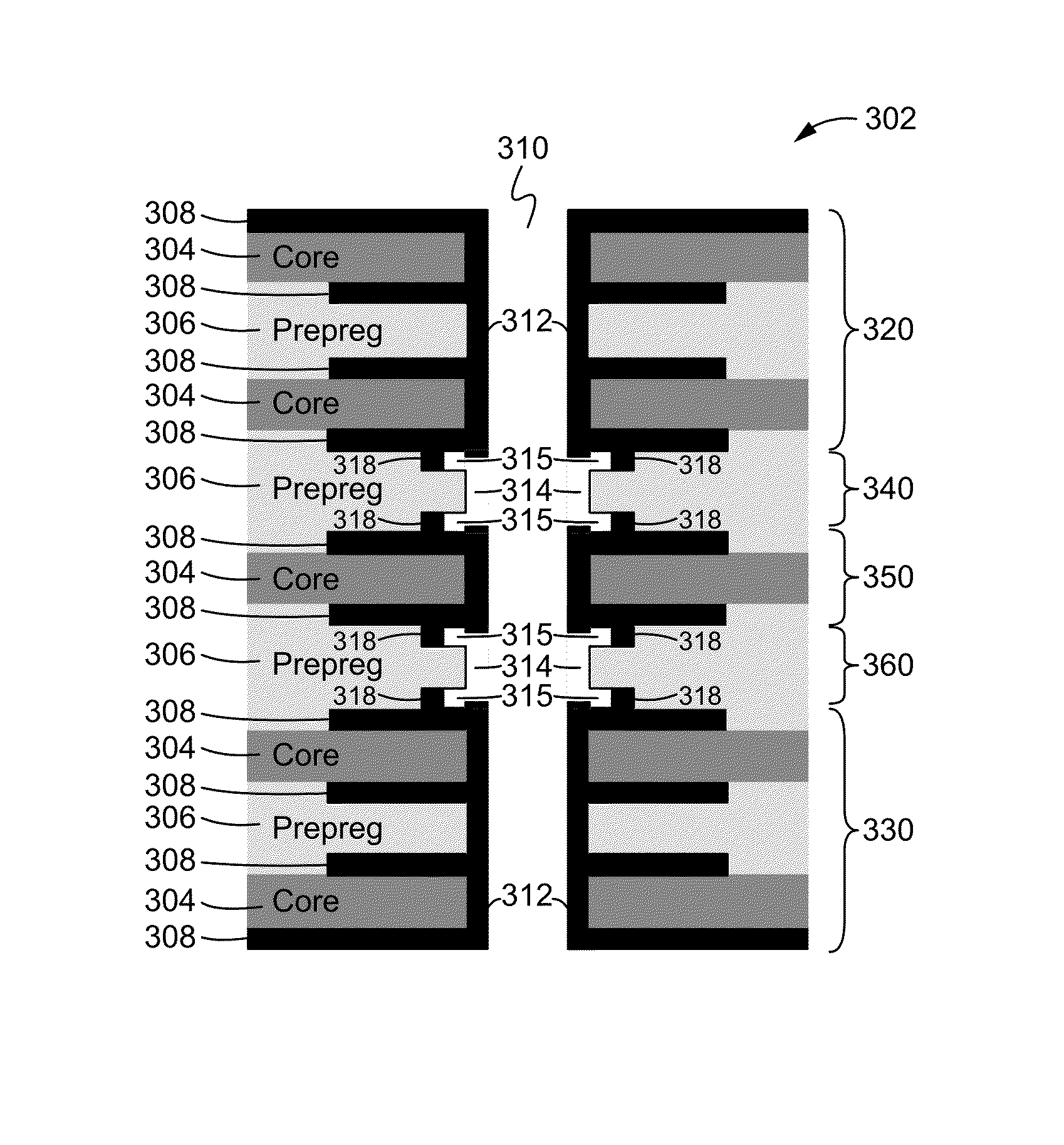 Selective segment via plating process and structure