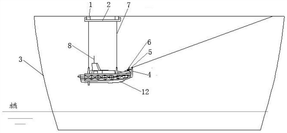 Hanging type small boat retracting and releasing device and method