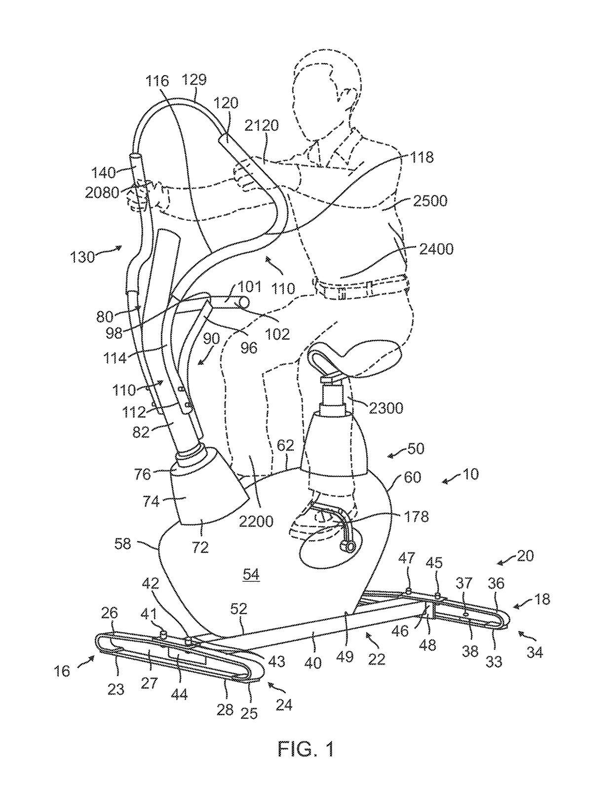 Physical fitness exercise device which simulates horseback riding and also facilitates upper body and lower body exercise