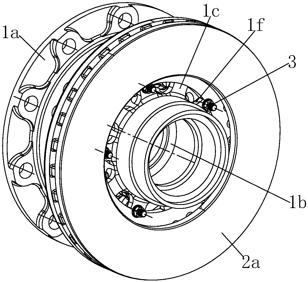 Pin-type hub braking disc assembly with heat-dissipating function and stiffeners for commercial vehicles