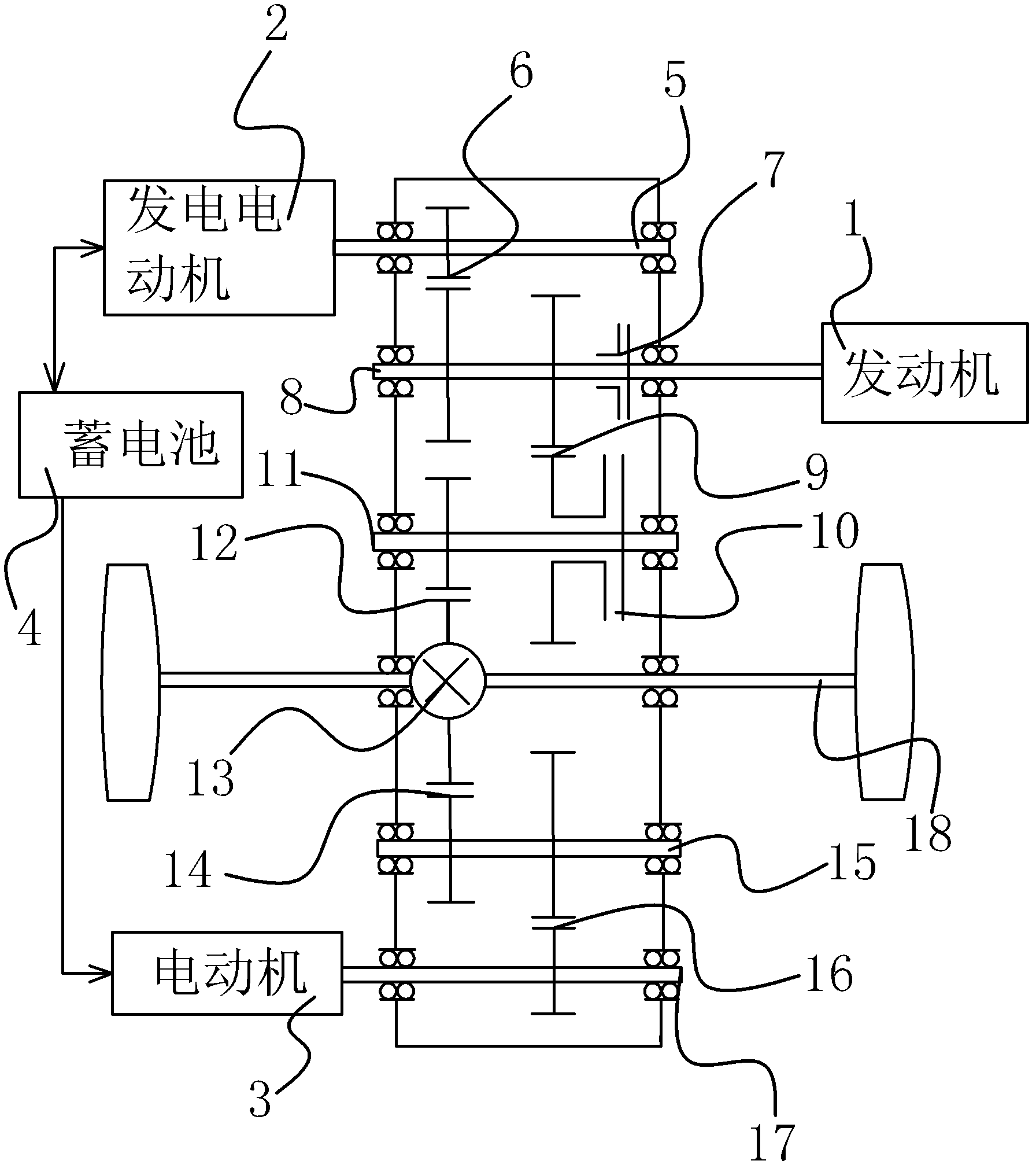 Dual-clutch series-parallel hybrid power driving device and control method thereof