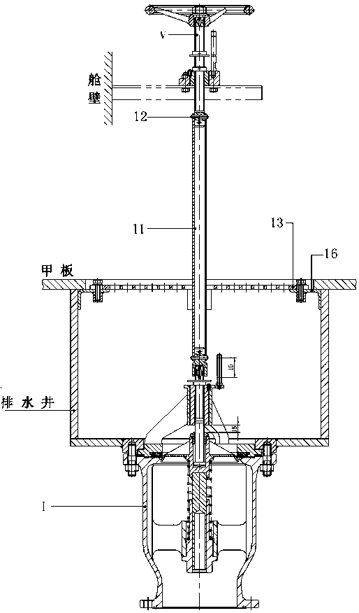 Self-closing non-return emergency valve for deck water draining