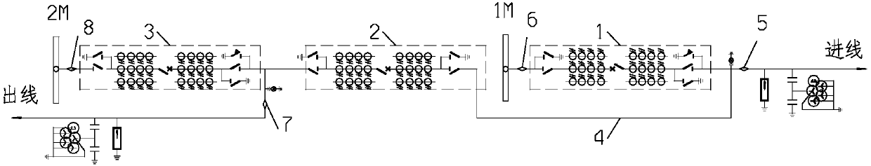A structure of outdoor 500 kV hgis power distribution device