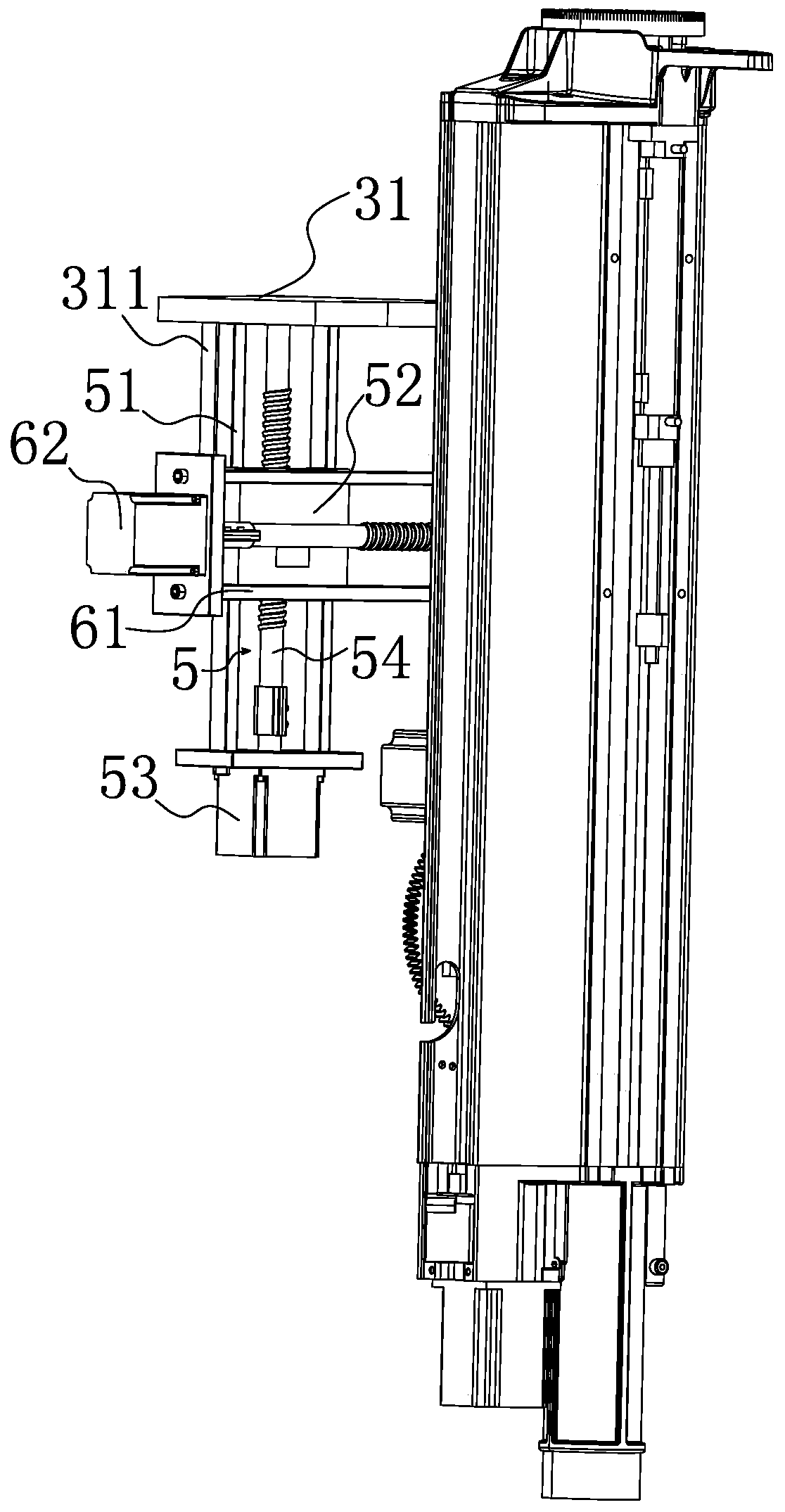 Five-axis linkage point butt joint sock turning device
