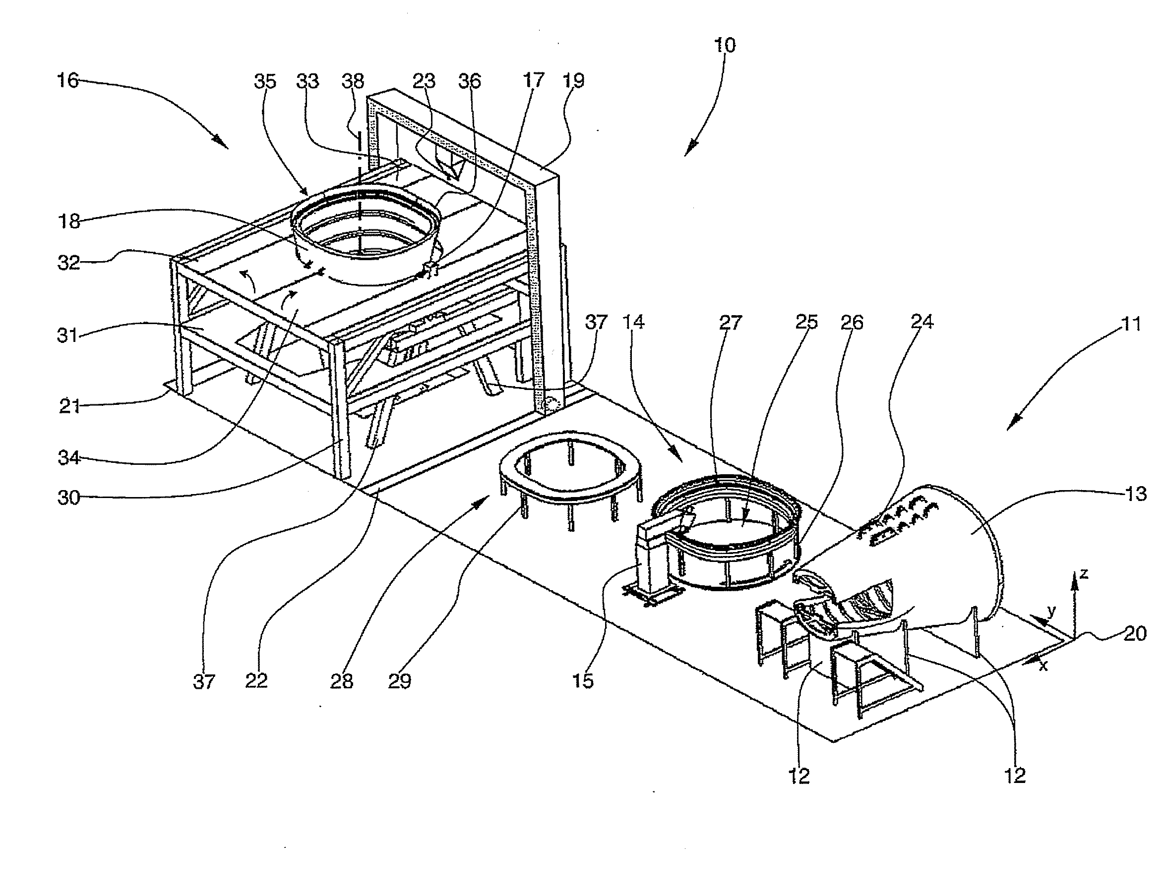 Method for installing a dome-shaped pressure bulkhead in a rear section of an aircraft, and device for carrying out the method