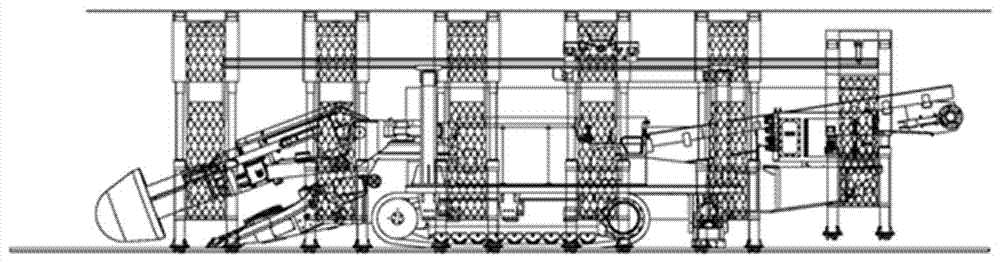 Tunneling repeating-free support self-movement complete device for rectangular tunnel