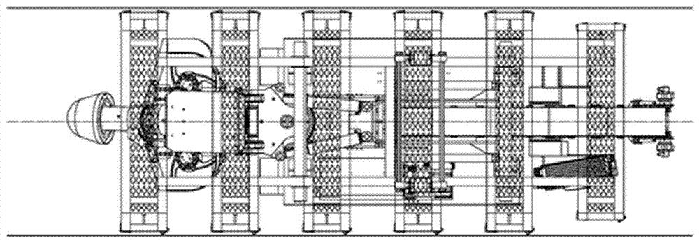 Tunneling repeating-free support self-movement complete device for rectangular tunnel