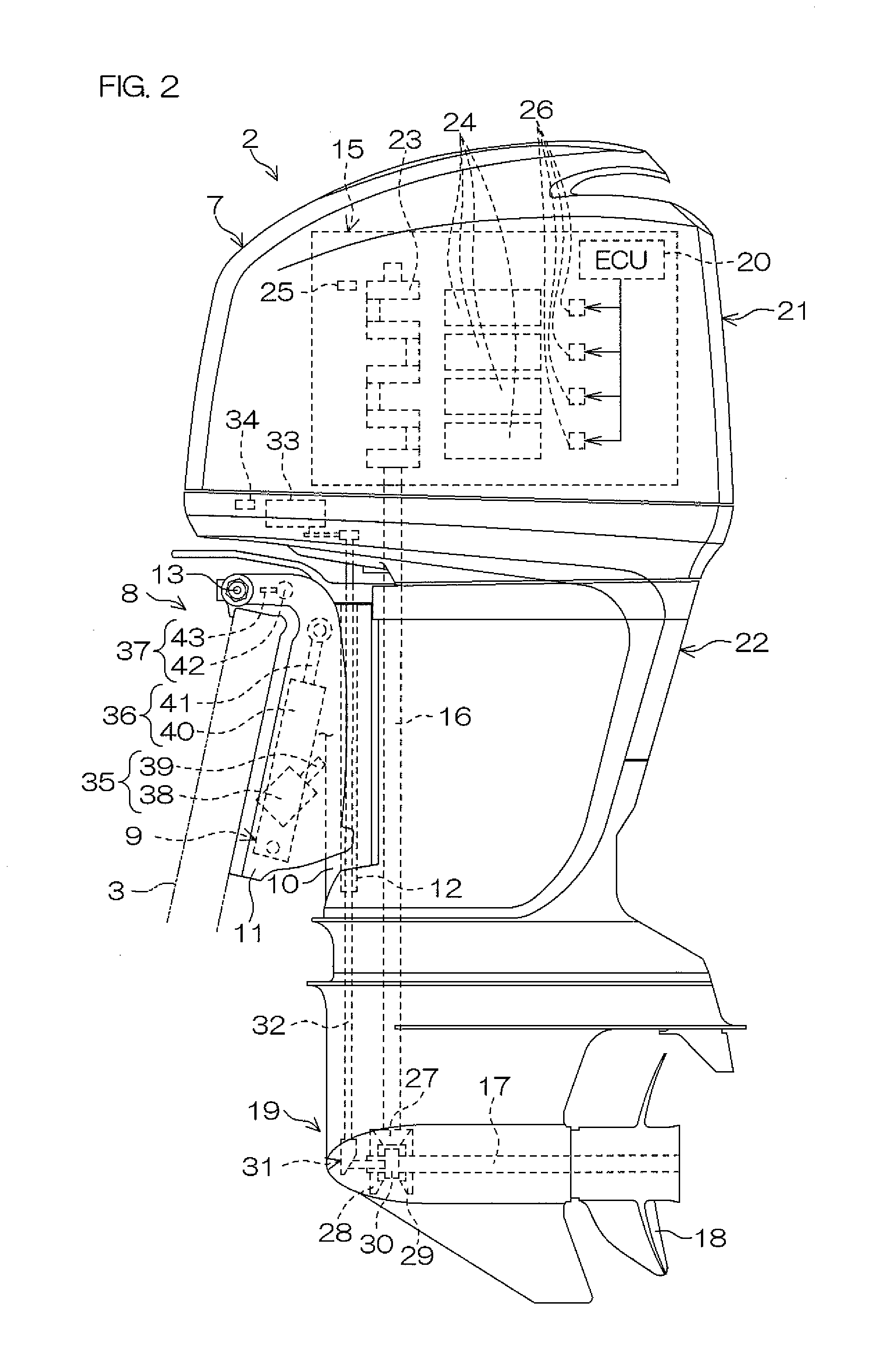 Outboard motor and marine vessel including the same
