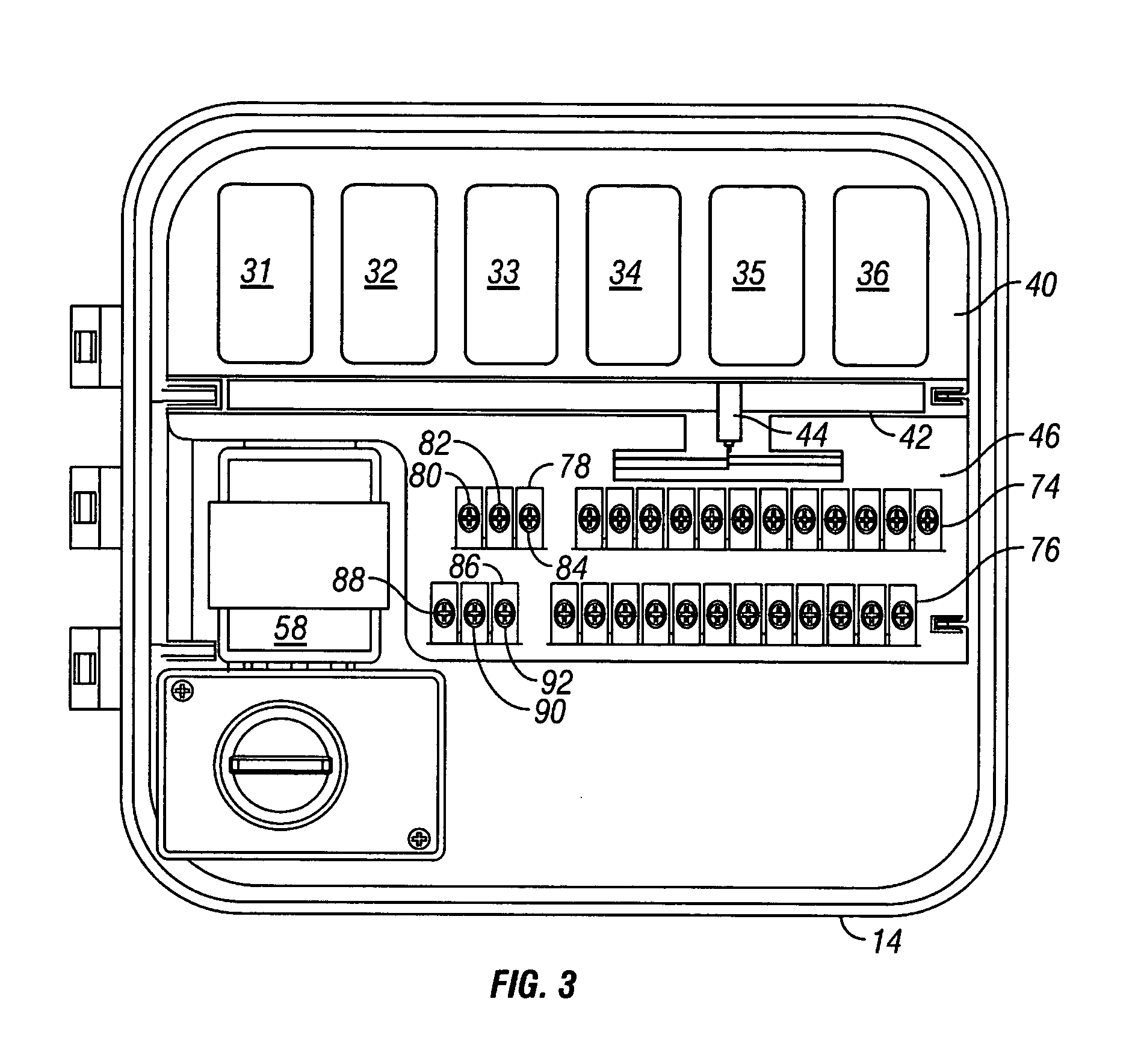 Modular irrigation controller with separate field valve line wiring terminals