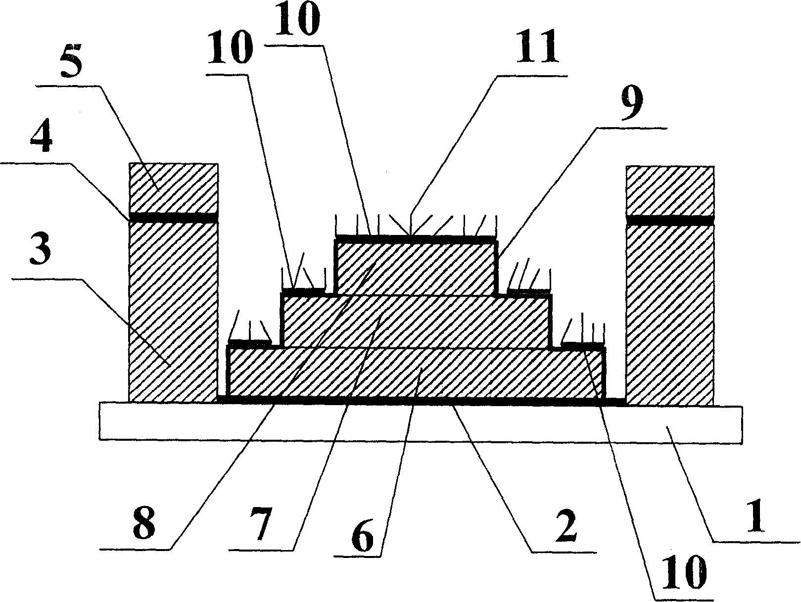 Coaxial multi-loop column type cathode array structural panel display device and its production technique