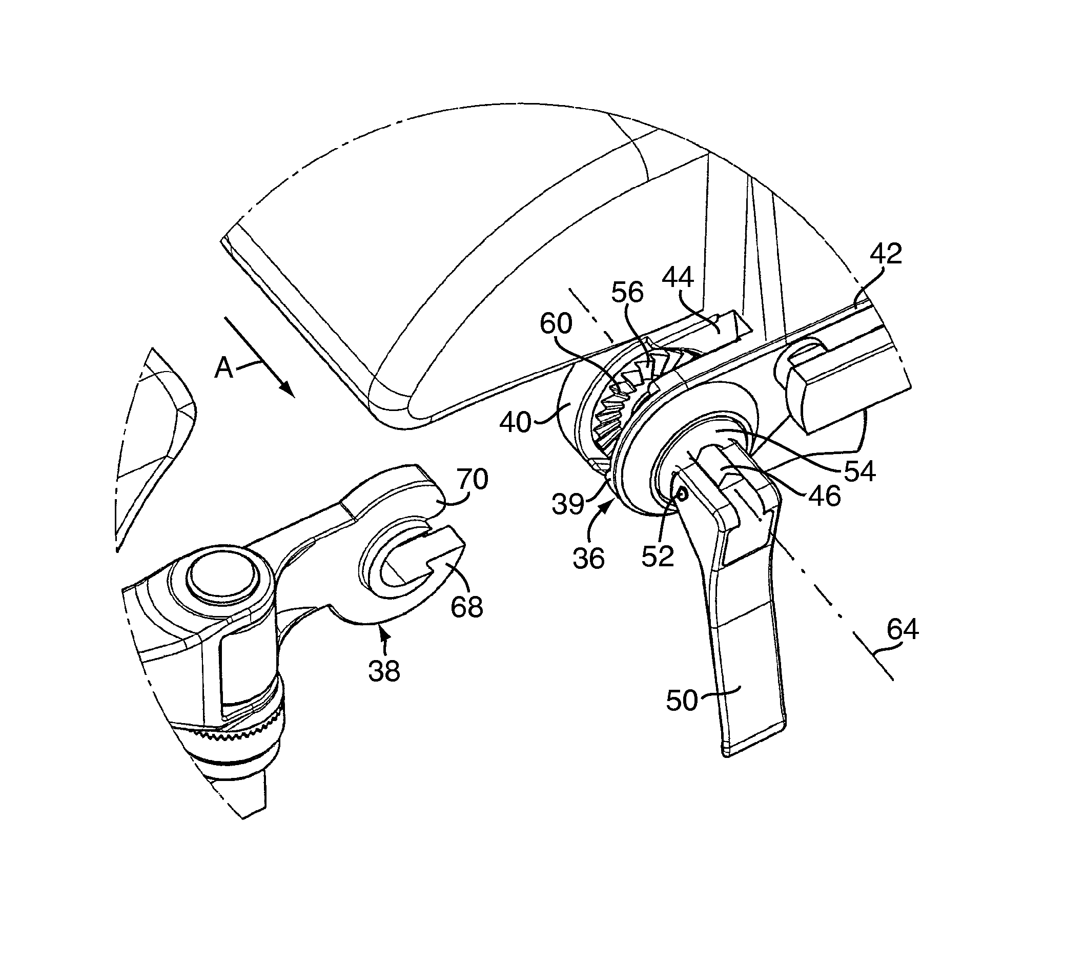 Joint arrangement for the connection of two segments of a patient bed