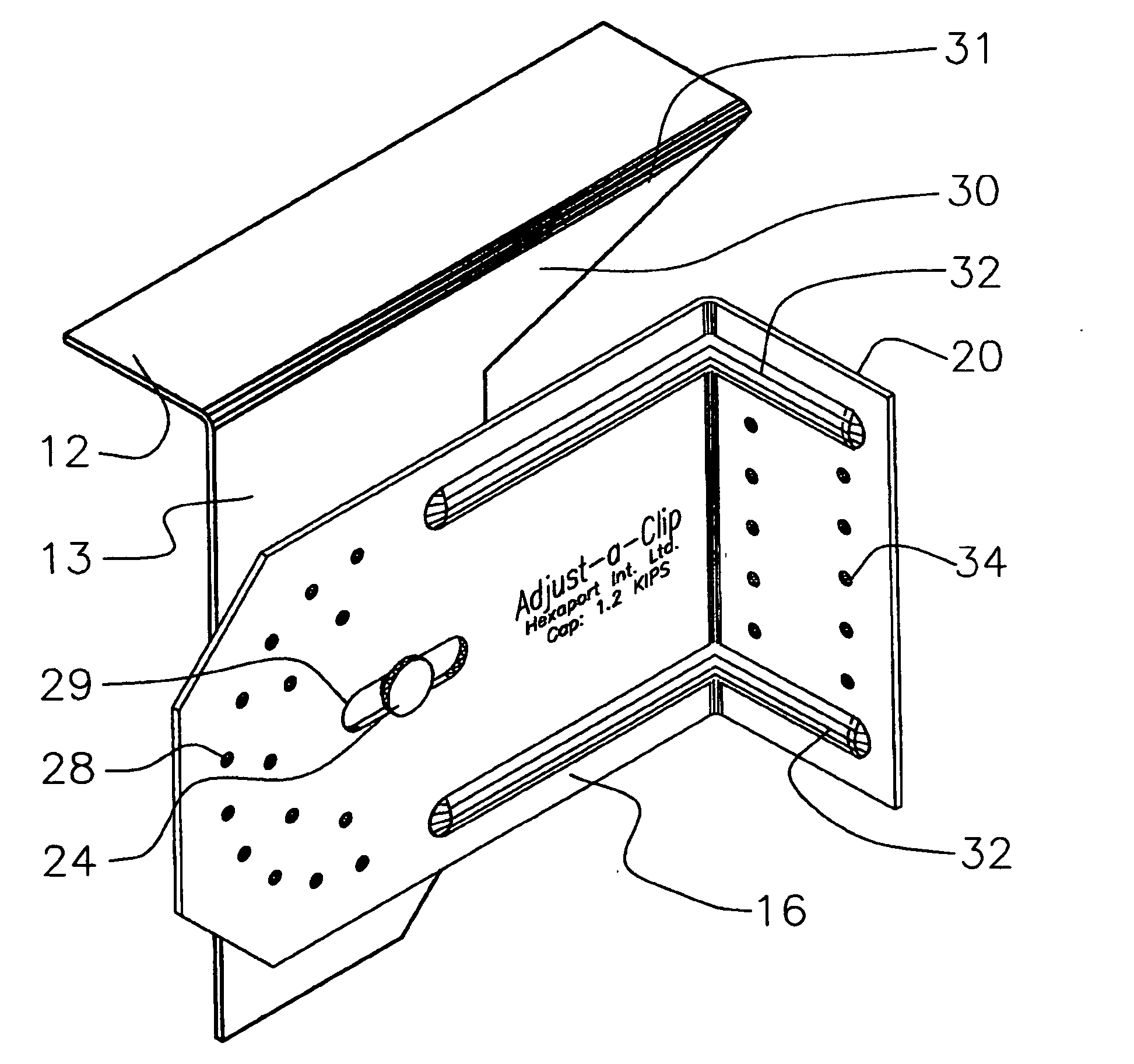 Adjustable roof rafter clip