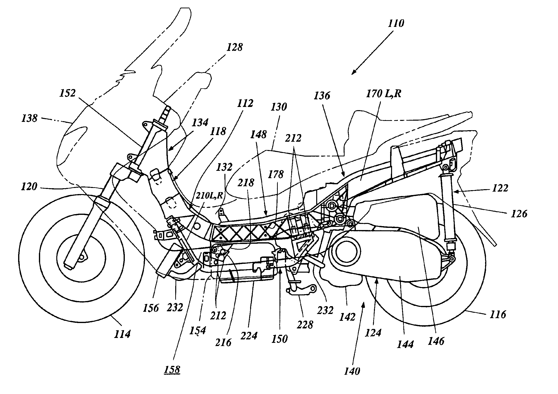 Frame assembly for scooter-type vehicle