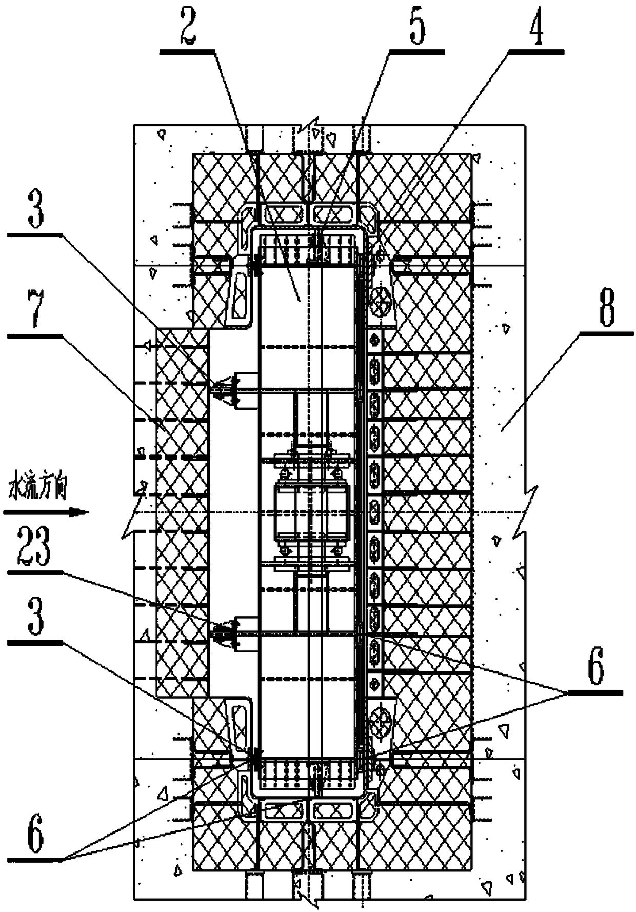 Improvement method and structure of a plane sliding gate with extra high water head