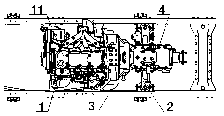 Four-point distribution power assembly suspension device