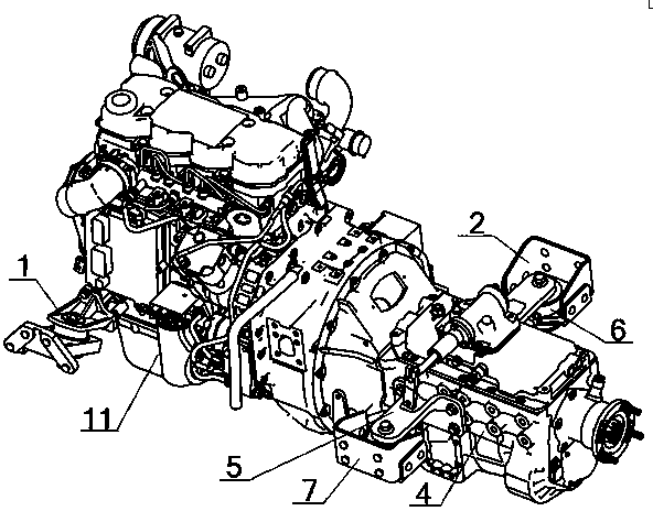 Four-point distribution power assembly suspension device