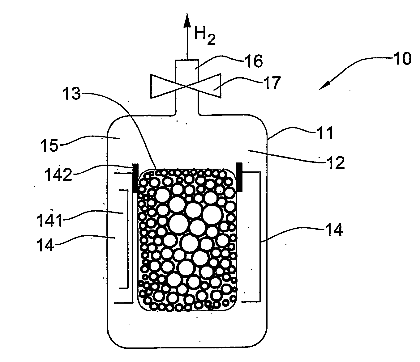 Tank and Material for Storage of Hydrogen Gas