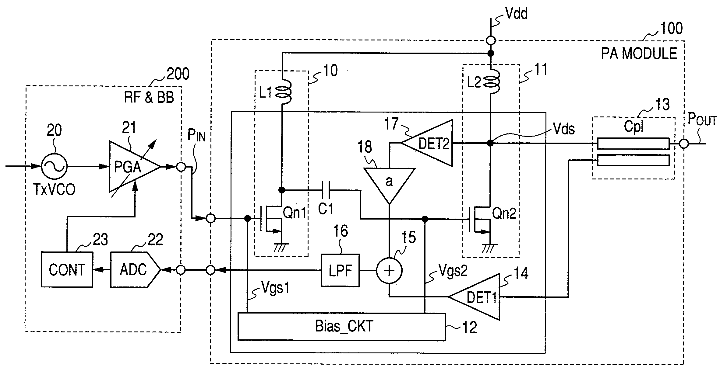 Radio frequency (RF) power amplifier and RF power amplifier apparatus