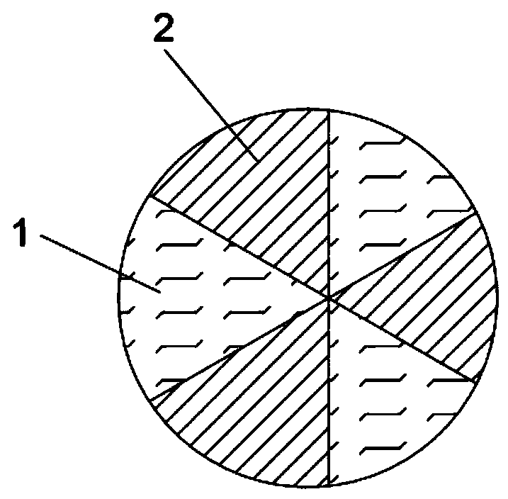 Orange-slice-like structured composite fiber with controllable bonding strength and preparation process of composite fiber