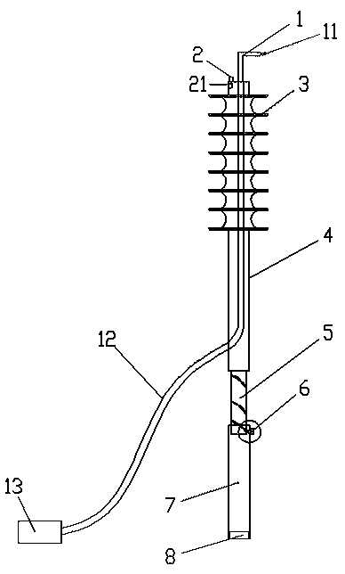 High pressure gas foreign matter removing insulating rod