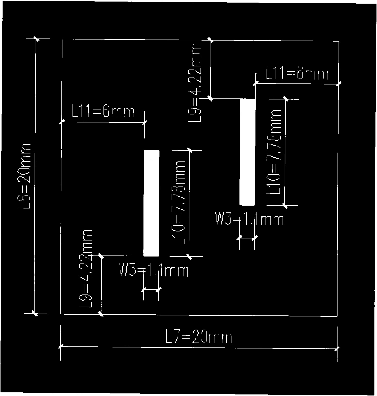 Microwave three-frequency band-pass filter based on wedged SIR (Signal to Interference Ratio) structure