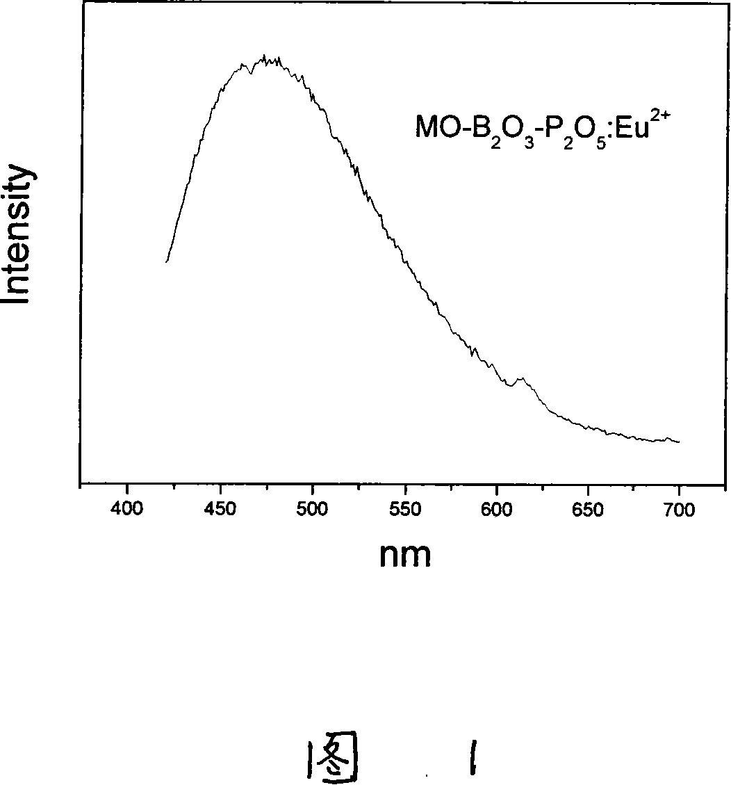 White light radiation glass for rare earth ion europium activating lamp and preparation method thereof