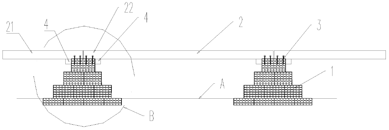 Active fault zone ballast track railroad bridge structure, construction method and repairing method