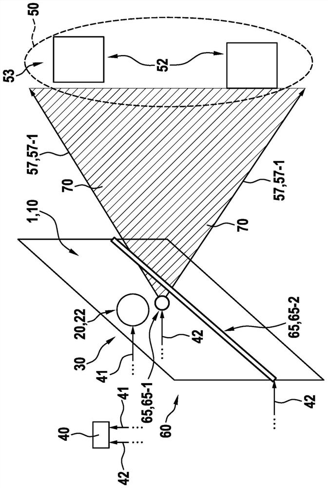 Device and method for light-assisted distance determination, control unit and working device