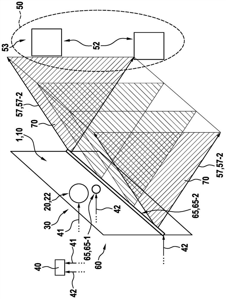 Device and method for light-assisted distance determination, control unit and working device