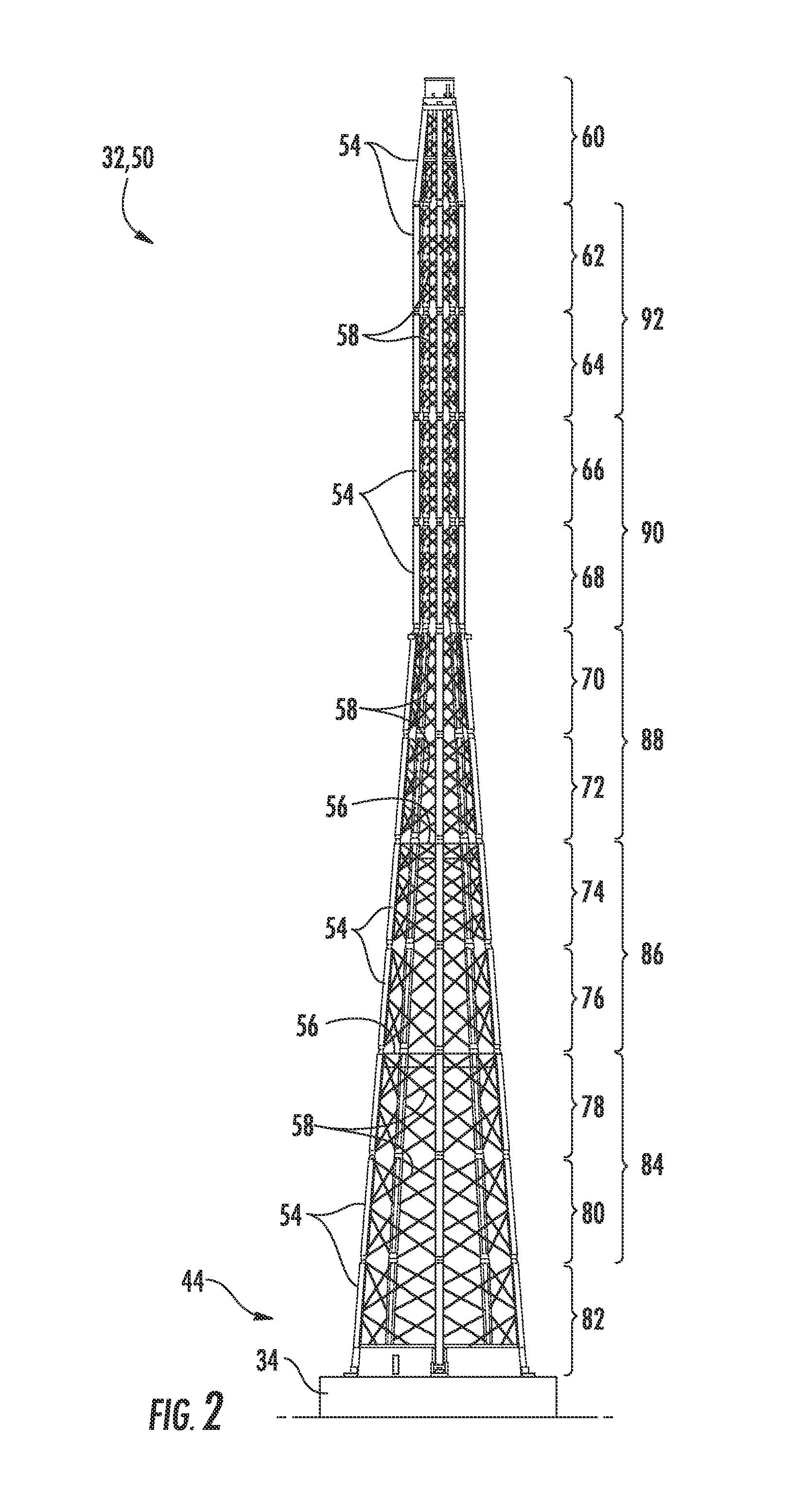 System and method for assembling tower sections of a wind turbine lattice tower structure