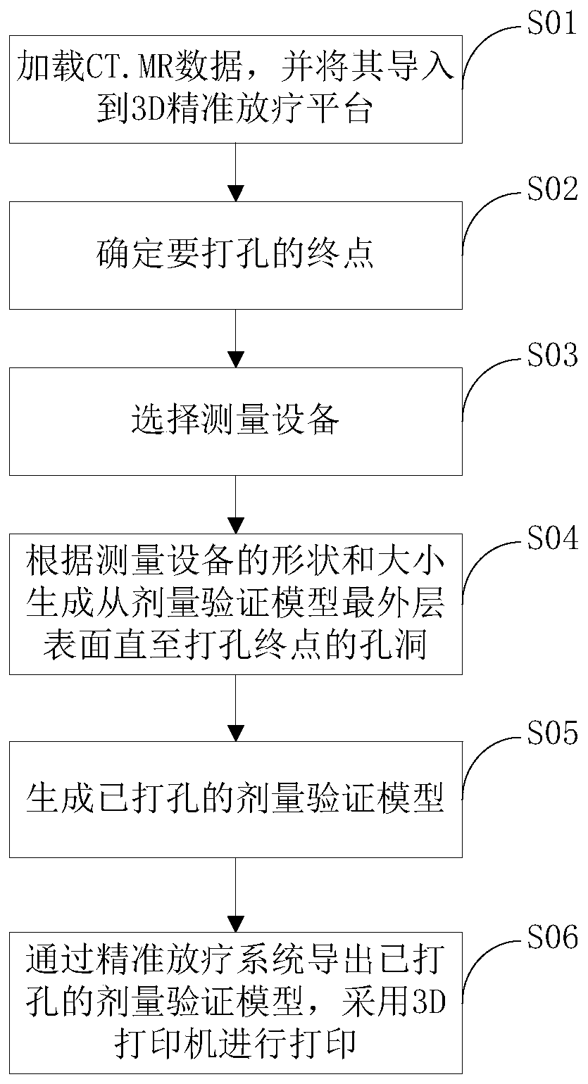 Implementation method for dose verification model based on 3D printing and device thereof