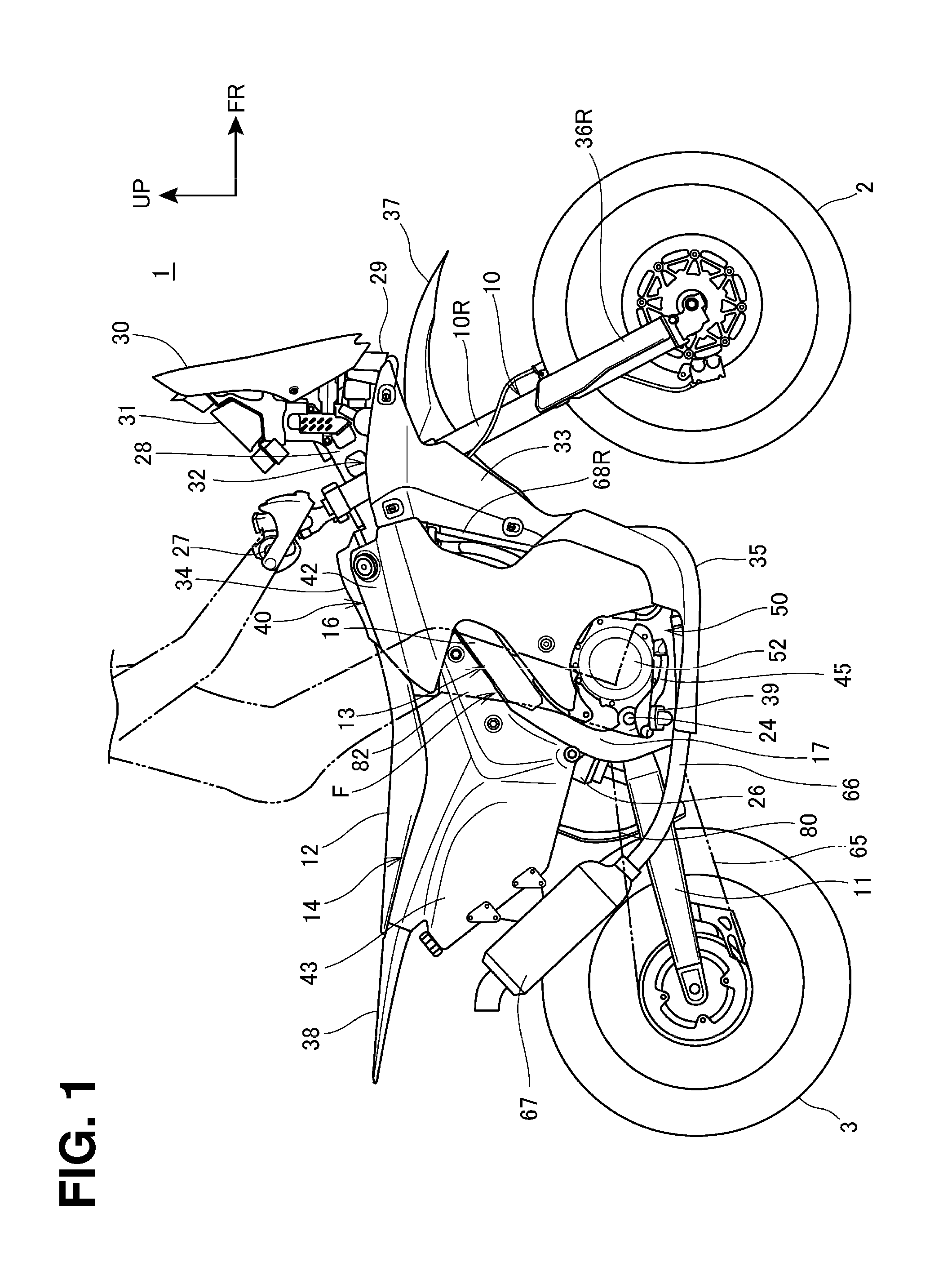 Front structure for saddle-ride type vehicle, and vehicle including same