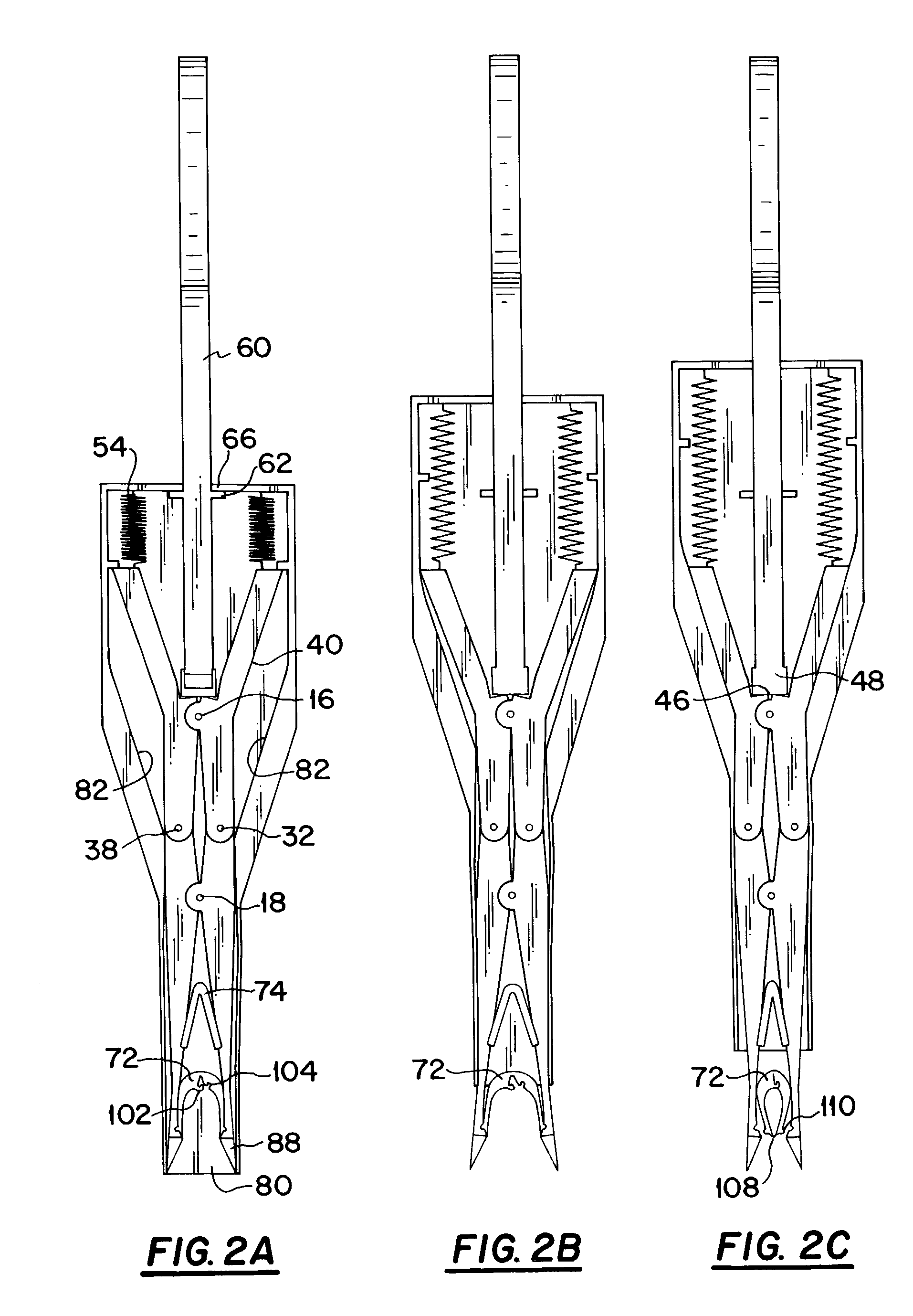 Stapling device for closure of deep tissue