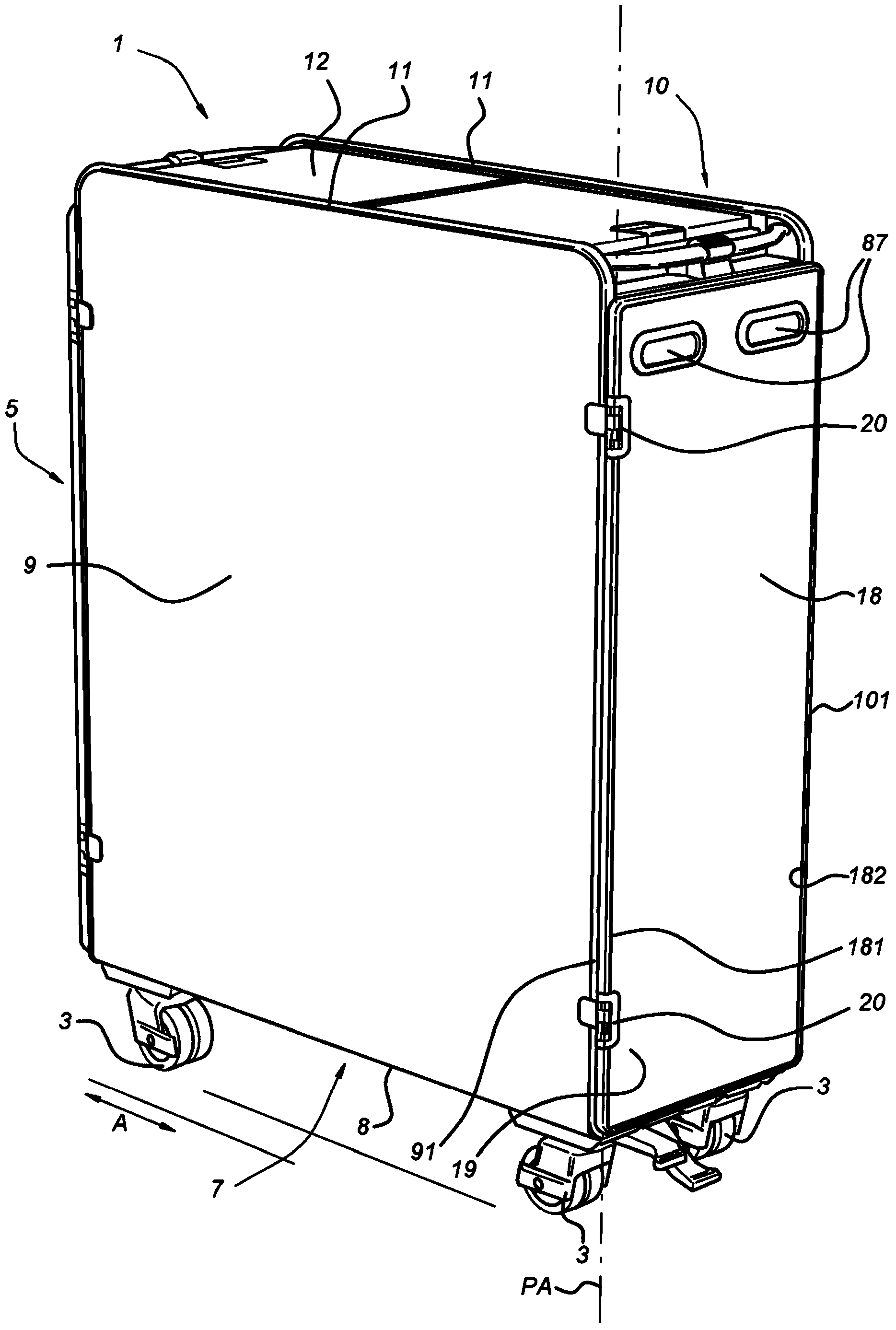 Device for accommodating objects and transportation means comprising such a device