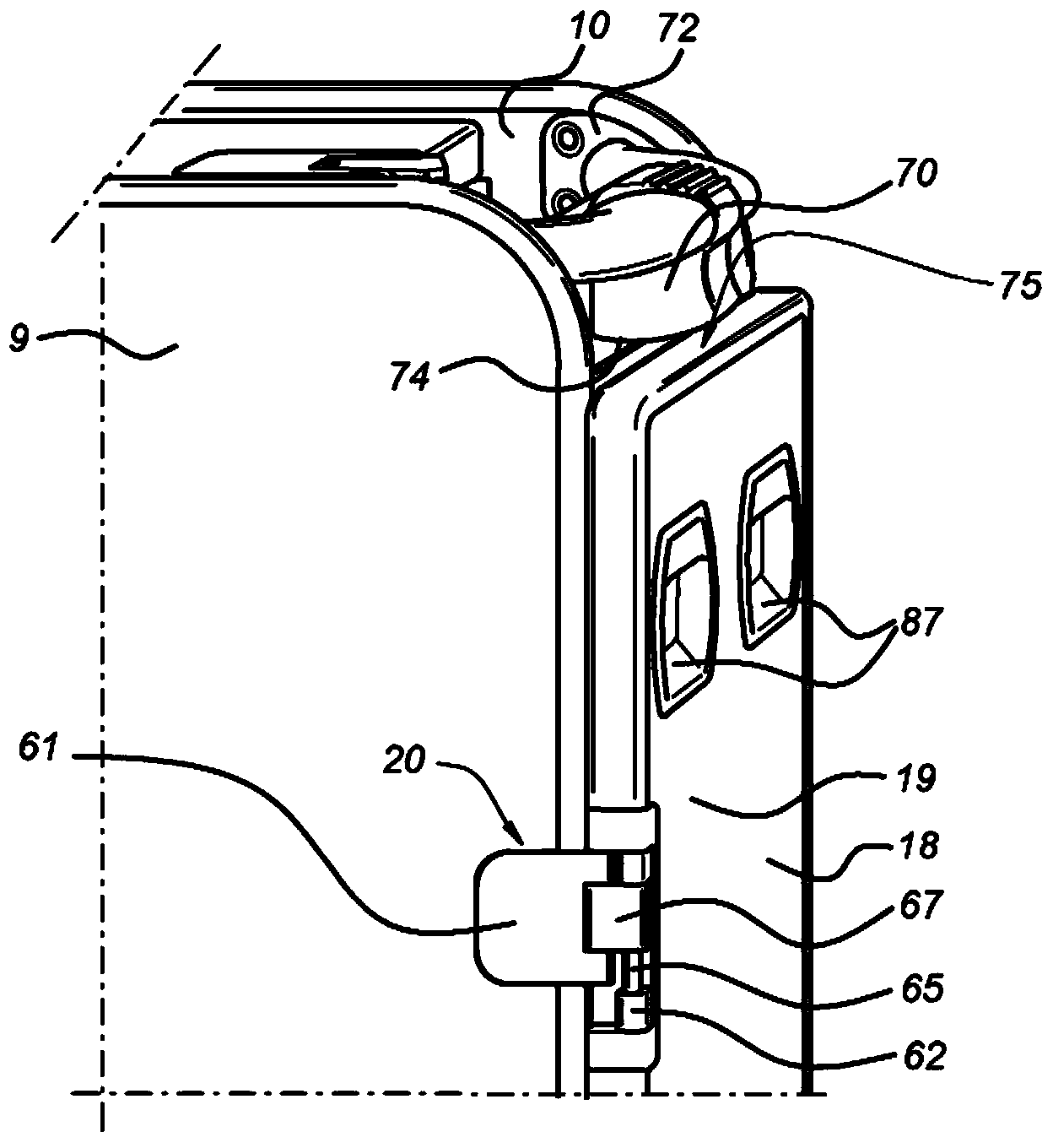Device for accommodating objects and transportation means comprising such a device