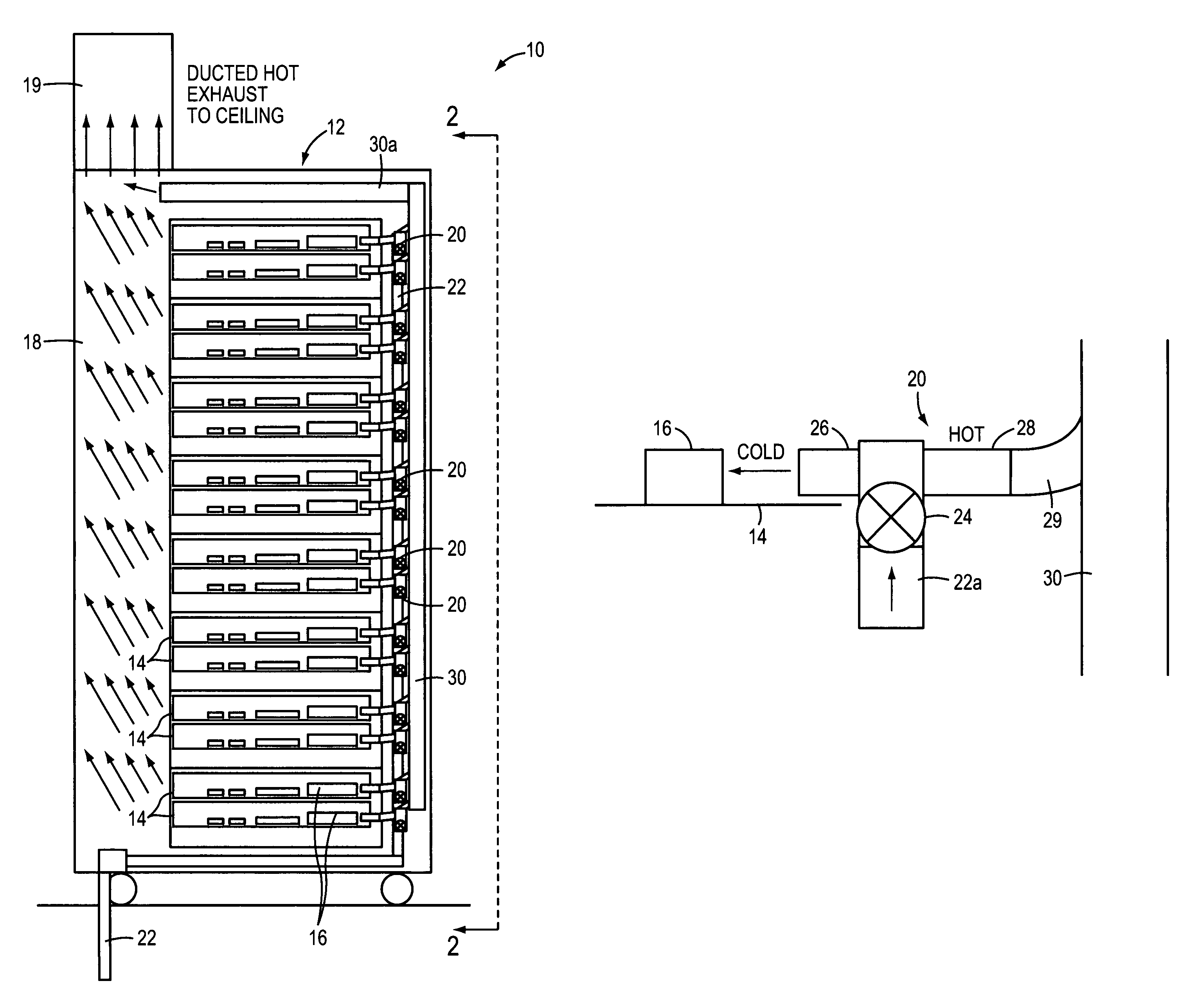 Method and system for providing cooling of components in a data storage system
