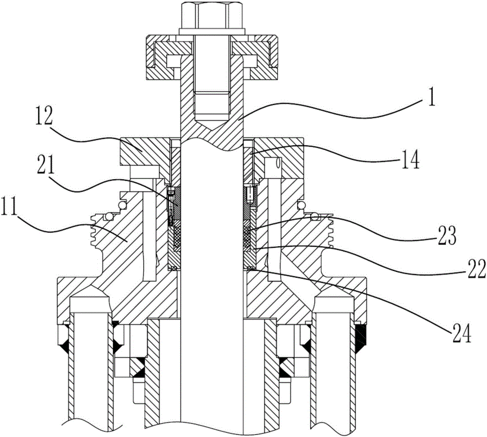 Sealing device for central mechanism of tire vulcanizing machine